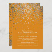 シルバー紙吹雪 – スターリーライトオレンジ結婚ズ 招待状 (正面/裏面)