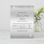 シルバー紙吹雪&スパークルズ誕生日 招待状 (スタンド正面)