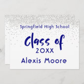 シルバー紙吹雪、ネイビータイポグラフィグラード発表 案内状 (正面/裏面)