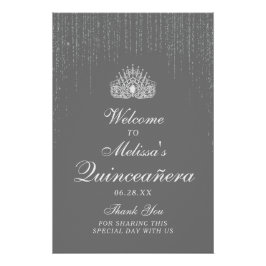 シルバー素晴らしグリッターキンセアニェラウェルカムサイン ポスター