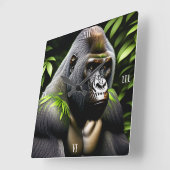 シルバー素晴らしバックゴリラ – ジャングルキング スクエア壁時計 (傾斜)