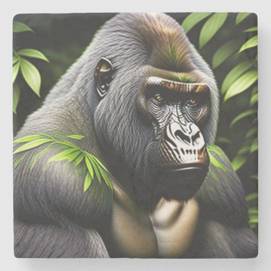 シルバー素晴らしバックゴリラ – ジャングルキング ストーンコースター (正面)