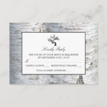 シルバー素朴樺の木ツリーウェディングRSVP