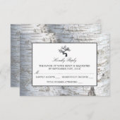 シルバー素朴樺の木ツリーウェディングRSVP 出欠カード (正面/裏面)