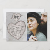 シルバー素朴樺の木ツリーフォト結婚ズ 招待状 (正面)