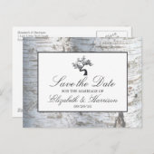 シルバー素朴樺の木ツリー日付の保存 案内ポストカード (正面/裏面)