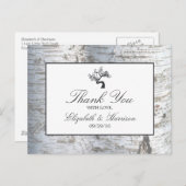 シルバー素朴樺の木ツリー結婚の感謝 ポストカード (正面/裏面)