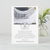 シルバー結婚のサンキューカードベルとリボン サンキューカード (スタンド正面)