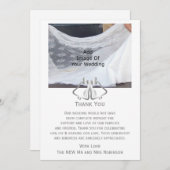 シルバー結婚のサンキューカードベルとリボン サンキューカード (正面/裏面)