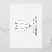 シルバー結婚のスーツとネクタイのグロムスマン提案 箔招待状 (正面)