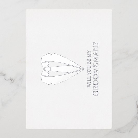 シルバー結婚のスーツとネクタイのグロムスマン提案 箔招待状 (正面)