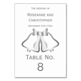 シルバー結婚のテーブル番号カードベルとリボン テーブルナンバー