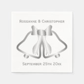 シルバー結婚のナプキンズベルとリボン スタンダードカクテルナプキン (正面)