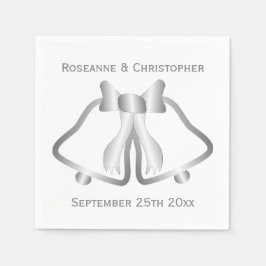 シルバー結婚のナプキンズベルとリボン スタンダードカクテルナプキン