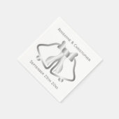 シルバー結婚のナプキンズベルとリボン スタンダードカクテルナプキン (角)
