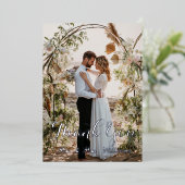 シルバー結婚のフォトフラットサンキューカード 箔招待状 (立ち正面)