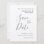シルバー結婚のプロフェッショナルミニマルモダンリスト セーブザデート (正面)