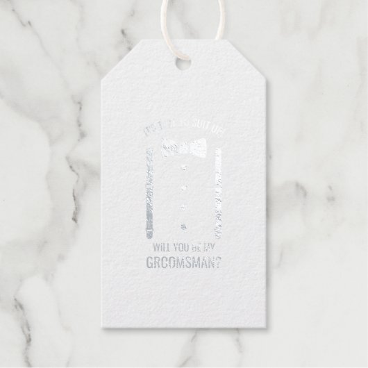 シルバー結婚のボウタイ・グロムスマン提案 ギフトタグ (正面)
