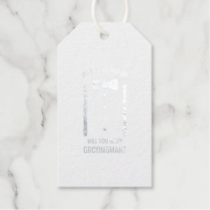 シルバー結婚のボウタイ・グロムスマン提案 ギフトタグ