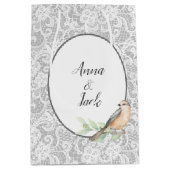 シルバー結婚のレース ミディアムペーパーバッグ (正面)