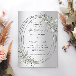 シルバー結婚の緑 招待状