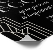 シルバー結婚アールデコのサイン編集可能ゲストブック ポスター (角)