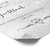 シルバー結婚グリッターのゲストブックサイン ポスター (角)