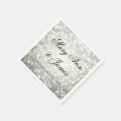 シルバー結婚グリッター灯 スタンダードカクテルナプキン (角)