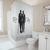 シルバー結婚ゲイの名前と日付の手入れ シャワーカーテン (インサイチュ)