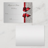 シルバー結婚シークインのレッドボウのシーティングカード プレイスカード (正面/裏面)