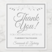 シルバー結婚ズワインボトルラベルありがとう ワインラベル (シングルラベル)