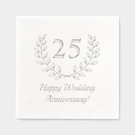 シルバー結婚ズ記念リースカスタム番号 箔ナプキン (正面)