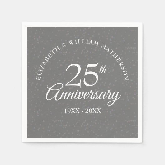 シルバー結婚ズ25周年記念スターダスト紙吹雪 スタンダードカクテルナプキン (正面)