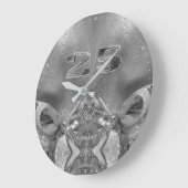 シルバー結婚ズ25周年記念25周年ジュビリー ラージ壁時計 (傾斜)