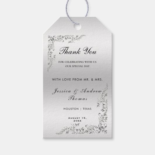 シルバー結婚デコレーション ギフトタグ (正面)