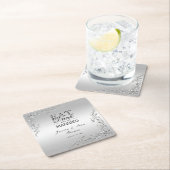 シルバー結婚デコレーション スクエアペーパーコースター (インサイチュ)