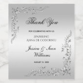 シルバー結婚デコレーション ワインラベル (シングルラベル)