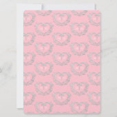 シルバー結婚ハートのピンクと白の招待 招待状 (裏面)