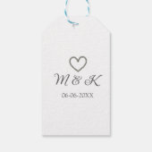 シルバー結婚ハートの夫婦名モダン字 ギフトタグ (裏面)