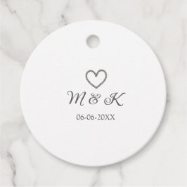 シルバー結婚ハートの夫婦名モダン字 フェイバータグ