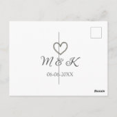 シルバー結婚ハートの夫婦名モダン字 ポストカード (裏面)