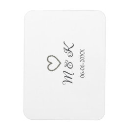 シルバー結婚ハートの夫婦名モダン字 マグネット