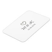 シルバー結婚ハートの夫婦名モダン字 マグネット (左側)