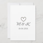 シルバー結婚ハートの夫婦名モダン字 招待状 (裏面)