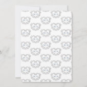 シルバー結婚ハートの濃い青と白 招待状 (裏面)