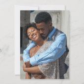 シルバー結婚ハートの青と白 招待状 (裏面)