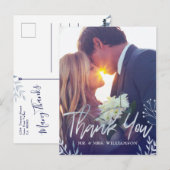 シルバー結婚フローラの写真ありがとうはがき ポストカード (正面/裏面)