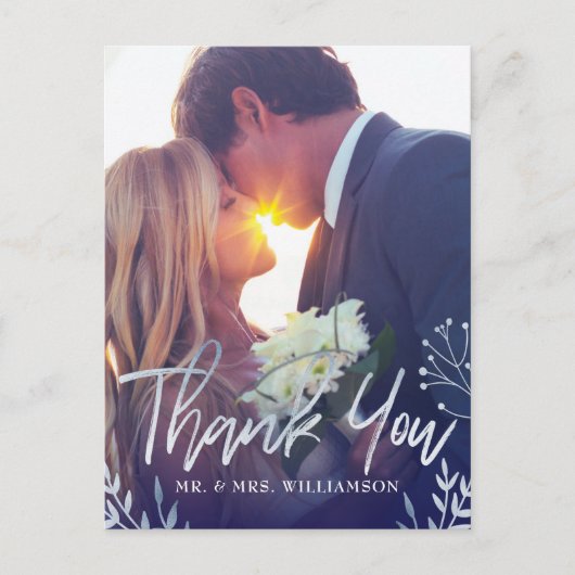 シルバー結婚フローラの写真ありがとうはがき ポストカード (正面)