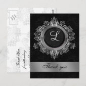 シルバー結婚モノグラ感謝していムユー ポストカード (正面/裏面)