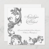 シルバー結婚周年記念婚約 招待状 (正面/裏面)